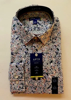 Apt. 9 Men’s Premier Flex Slim Fit Dress Shirt Purple Paisley Sz Large 16-16.5 - Image 1 of 4