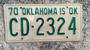 Oklahoma is OK License Plate - Expired 1970 -  CD-2324 - Picture 1 of 1
