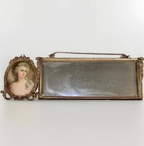 Antik 1910 Jugendstil Goldrahmen & Spiegel Marie Antoinette Porzellan gemarkt - Bild 1 von 20
