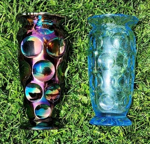 KARNEVALSGLAS EDA KULOR NICHT IRISIEREND BLAU & irisierend VASE Set NUR 1 bekannt - Bild 1 von 13