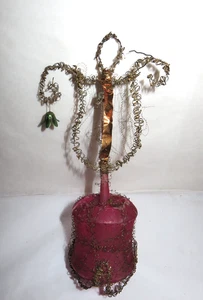 Antiker deutscher Glas-Weihnachtsschmuck aus dem 19. Jahrhundert ~ Lametta & Draht umwickelt ~ 8-3/4 Zoll - Bild 1 von 6