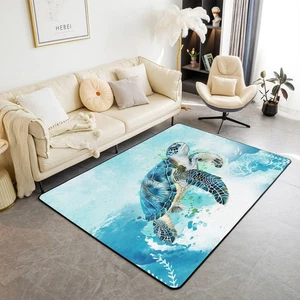 Meeresschildkröte Blau Türkis Deko Teppich Vorleger 3x5 Kinder Ozean Dekoteppich... - Bild 1 von 8