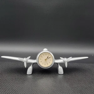 Silber Metall Flugzeug Fluguhr JSL Flügel Propeller Haus Höhle Schreibtisch Art Deco - Bild 1 von 13