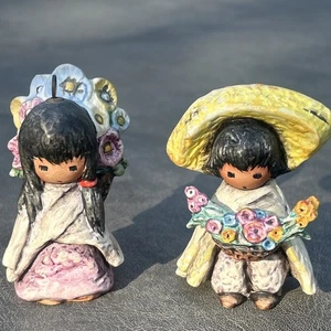 DeGrazia Goebel Ornaments Flower Girl 1986 & Flower Boy 1987 Signed Read - Picture 1 of 20