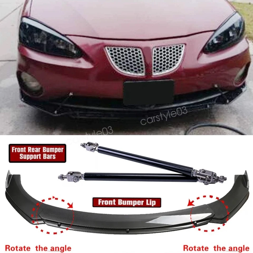 Carbon Style Front Bumper Lip Spoiler + Strut Rods For Pontiac G3 G5 G6 Firebird Foto 1 de 4