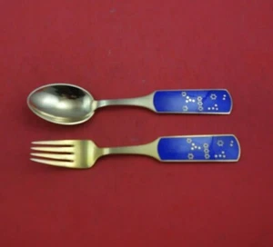 Christmas by A. Michelsen Sterling Silver Fork and Spoon Set 2pc 1964 Orion - Picture 1 of 3