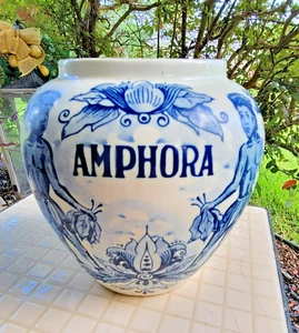 Antiguo tarro de tabaco Ánfora vintage Delft azul holanda pintado a mano 6" de alto - Imagen 1 de 16
