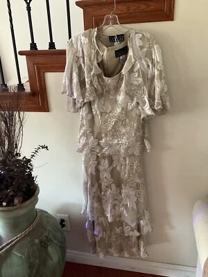 Винтажный Alex вечера 14 шелк/вискоза официальный Болеро платье бисером Flo - Изображение 1 из 4