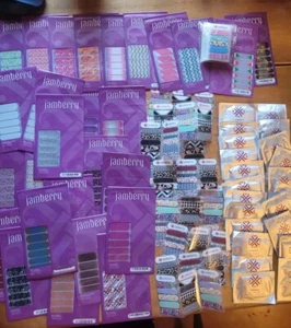 HUGE Jamberry Nail Wraps Lot 29 Full Sheets Many Partial Half Sheets With Wipes - Picture 1 of 9