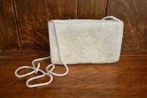 Kleine Damenhandtasche Carla Marchi weiß Perlen - Bild 1 von 6