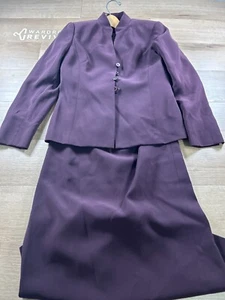 Kasper Petite 2 Piezas Talla 2P Chaqueta Falda Traje Púrpura Forrado Rayón Poliéster - Imagen 1 de 9