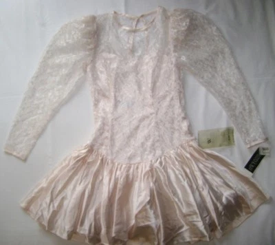 Vestido Vintage Años 80 Bon Marché STEPPIN' OUT Melocotón Crudo Satén y Encaje Talla 9 Nuevo con Etiquetas Foto 1 de 4