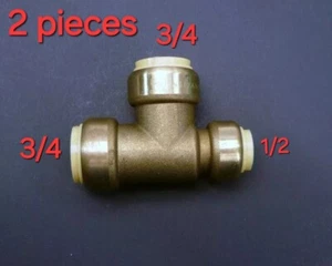 Set 2 pezzi 3/4" x 1/2" x 3/4" RACCORDI PER MAGLIETTE PUSH FIT STILE SQUALO - Foto 1 di 5
