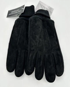 NEW Mens Bloomingdales Suede Leather Gloves Black Size Large FREE Shipping - Picture 1 of 2