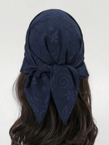 Extra großes 60 cm x 60 cm marineblau gemustertes Bandana Kopftuch Quadrat Haarausfall DV707 - Bild 1 von 3