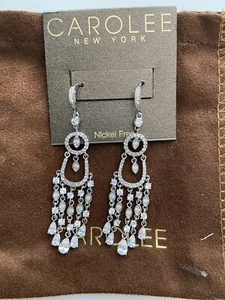 NWT $65 Carolee New York Crystal Fringe Chandelier Earrings nickel free PROM - Picture 1 of 1