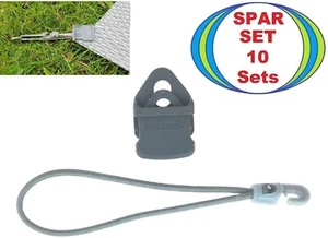 10x MINI Zelt Planen Reparatur Clip grau + 18 cm Spann Gummi Haken Klemm Öse Set - Bild 1 von 17