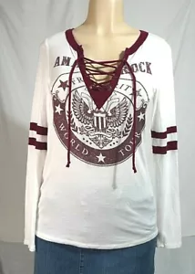 Blusa para mujer de manga larga elástica con cordones cuello en V talla XS - Imagen 1 de 7