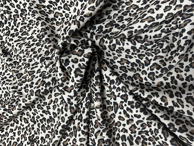 VESTIDO JERSEY ELÁSTICO CREPÉ BUCEO BUENA CALIDAD 4 METROS TELA ESTAMPADO LEOPARDO BARATO Foto 1 de 4