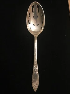 Stieff 7-3/4" Pierced Tablespoon Lady Claire-Hand Engraved Sterling Silver - Picture 1 of 5