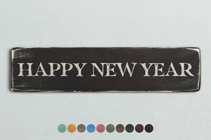 HAPPY NEW YEAR Vintage Style Wooden Sign. Shabby Chic Retro Home Gift - Picture 1 of 2