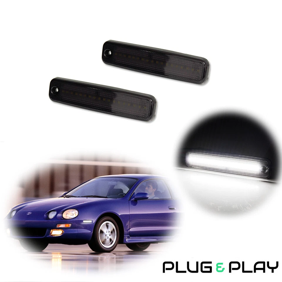 Black Lens White LED Front Side Marker Parking Lamps Kit For 94-99 Toyota Celica - Image 1 of 4