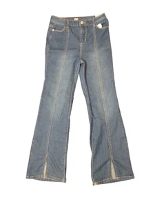 DKNY Girls' Blue Bootcut Jeans Size 10/12 Flared Split Hem Stretch Mid Rise NWOT - Picture 1 of 6