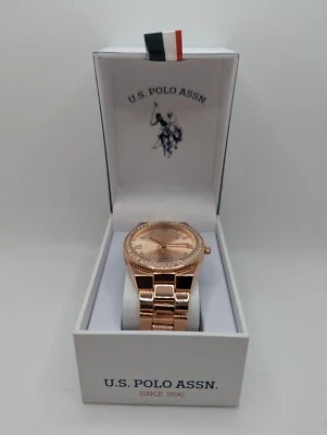 U.S. Polo Assn. Reloj pulsera de cuarzo con pantalla analógica de oro rosa USC40225 para mujer Foto 1 de 4