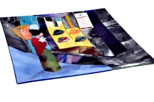 SEBINO ARTE Square Concave Platter Fused Glass Japanese Hand Made Italy New - Picture 1 of 9