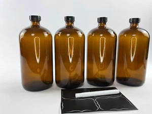 Amber 8 oz Boston Round Glass Bottles - Picture 1 of 1