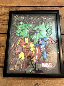 MARVEL COMICS HULK IRONMAN GLASS 3D SHADOW BOX PICTURE FRAME 12.5 X 15" WALL ART - Picture 1 of 4