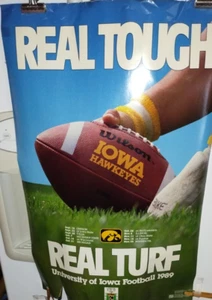 Vintage 1989 Iowa Football/Basketball Poster 2 Sided 30"x20" Matt Bullard, Les J - Picture 1 of 2