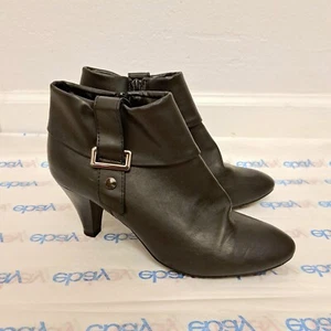 East 5th Women's Ankle Boot Block Heel Zip Up Black Faux Leather Size 7 1/2 M - Picture 1 of 7