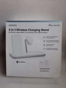 Ubiolabs 3-in-1 Wireless Charging Stand Qi Compatible AWC1070AW - WHITE - Picture 1 of 6