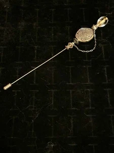 Victorian Antique Large Hat / Tie Pin 6.5” Long  Chain Pin Closure Cover - Picture 1 of 7