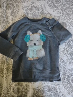 Sonoma Brillo y Brillo Cuello Redondo Gris Lentejuelas Deslumbrantes Diseño Zorro Niña Talla 7 Foto 1 de 4