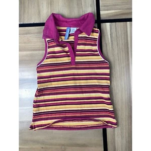 Canyon River Blues Striped Polo Tank Top Sleeveless Casual Girl Size M - Picture 1 of 5