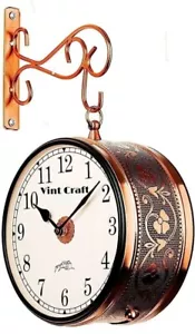 Double Sided 8" Wall Clock Antique Style Railway station Wall Decor Gift Home - Picture 1 of 4