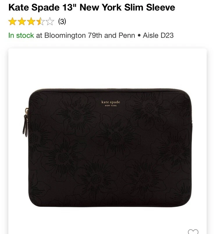 Kate Spade Slim Sleeve Black for MacBook Pro 13 Inch - Ksmb023b
