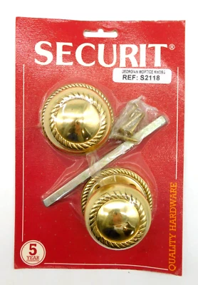 Securit Georgian Mortice Knobs (Pair) 65mm - Polished Brass S2118 - Image 1 of 3