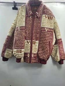 AL WISSAM VI Amendment Patchwork rot hellbraun 100%Leder Jacke Gr. 54 seltener Fund! - Bild 1 von 12