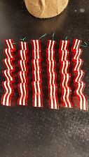 Vintage Red & White Stripe Plastic Ribbon Candy Ornaments-Lot Of 6/Approx. 5.5"