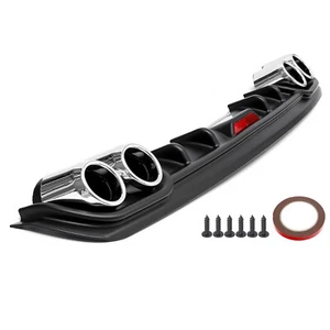 Universal Rear Bumper Lip Splitter Spoiler Chrome Diffuser Fake Exhaust Pipe - Picture 1 of 8