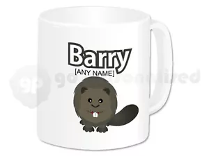 Personalised Gift Animal Beaver Plastic Mug Name Cup Children Birthday Christmas - Picture 1 of 3