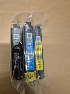 603 EPSON BLACK CYAN YELLOW GENUINE INK CARTRIDGES - SET OF 3! - Picture 1 of 6