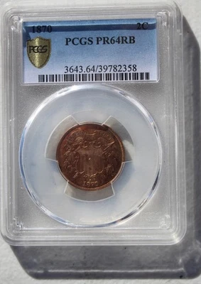 1870 Two Cent 2c, PCGS PR64 , Low Mintage Of Only 1000 - Image 1 of 4