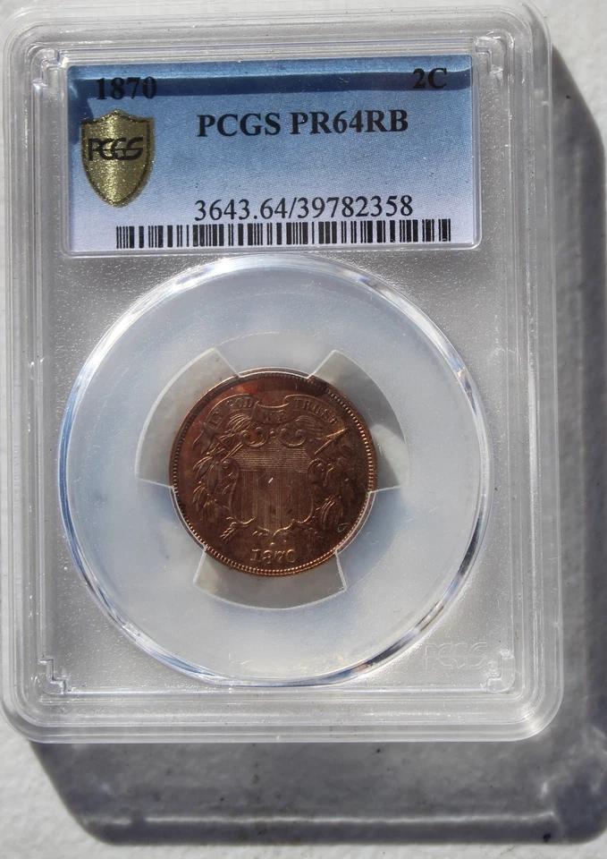 1870 Two Cent 2c, PCGS PR64 , Low Mintage Of Only 1000 - Image 1 of 4