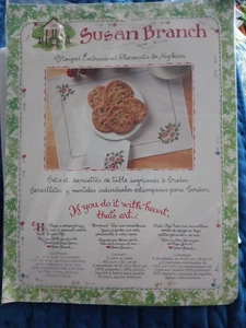 Susan Branch Stamped Embroidered Placemats/Napkins Kit-Pansies-2 of Each-Open/Co - Picture 1 of 5