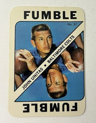 1971 Topps Game #37 Johnny Unitas – FUMBLE Insert HOF Colts VG - Image 1 of 2