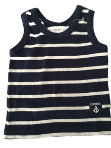 Débardeur bébé 18 mois à rayures LE PHARE DE LA BALEINE bleu marine et écru TBE - Imagen 1 de 5